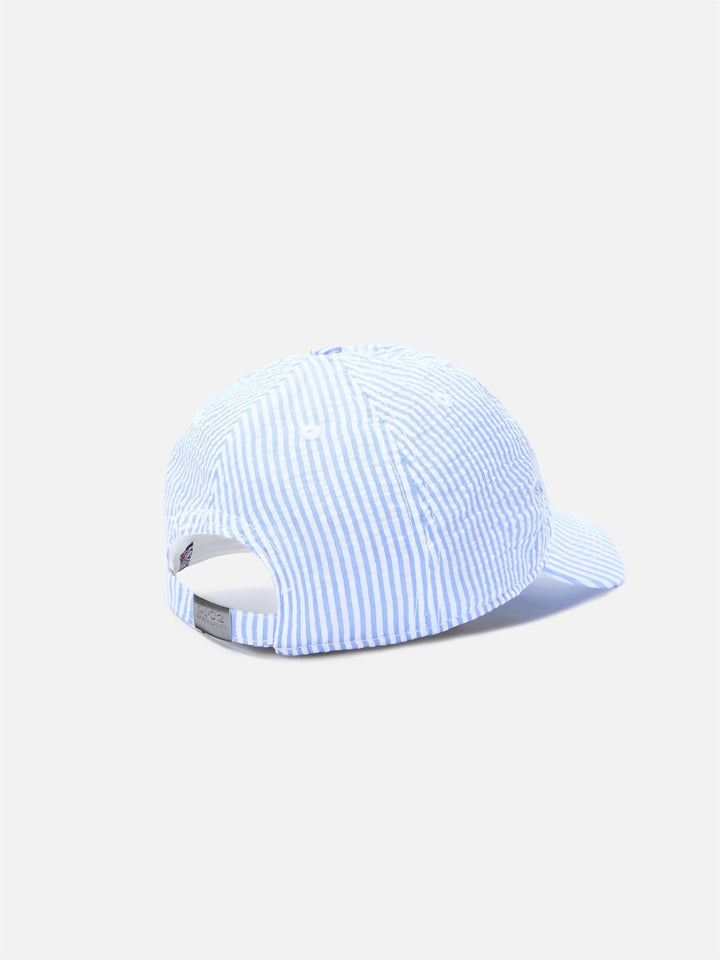 Seersucker Baseball Cap White/Blue Stripes