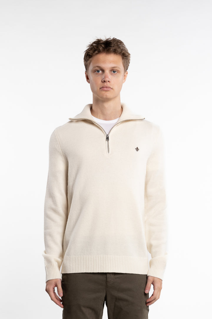 Hertford Merino Half Zip Off-White