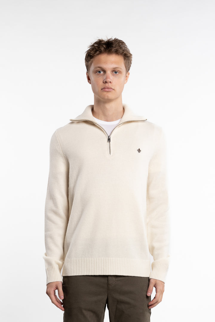 New Hertford Merino Half Zip Off-White