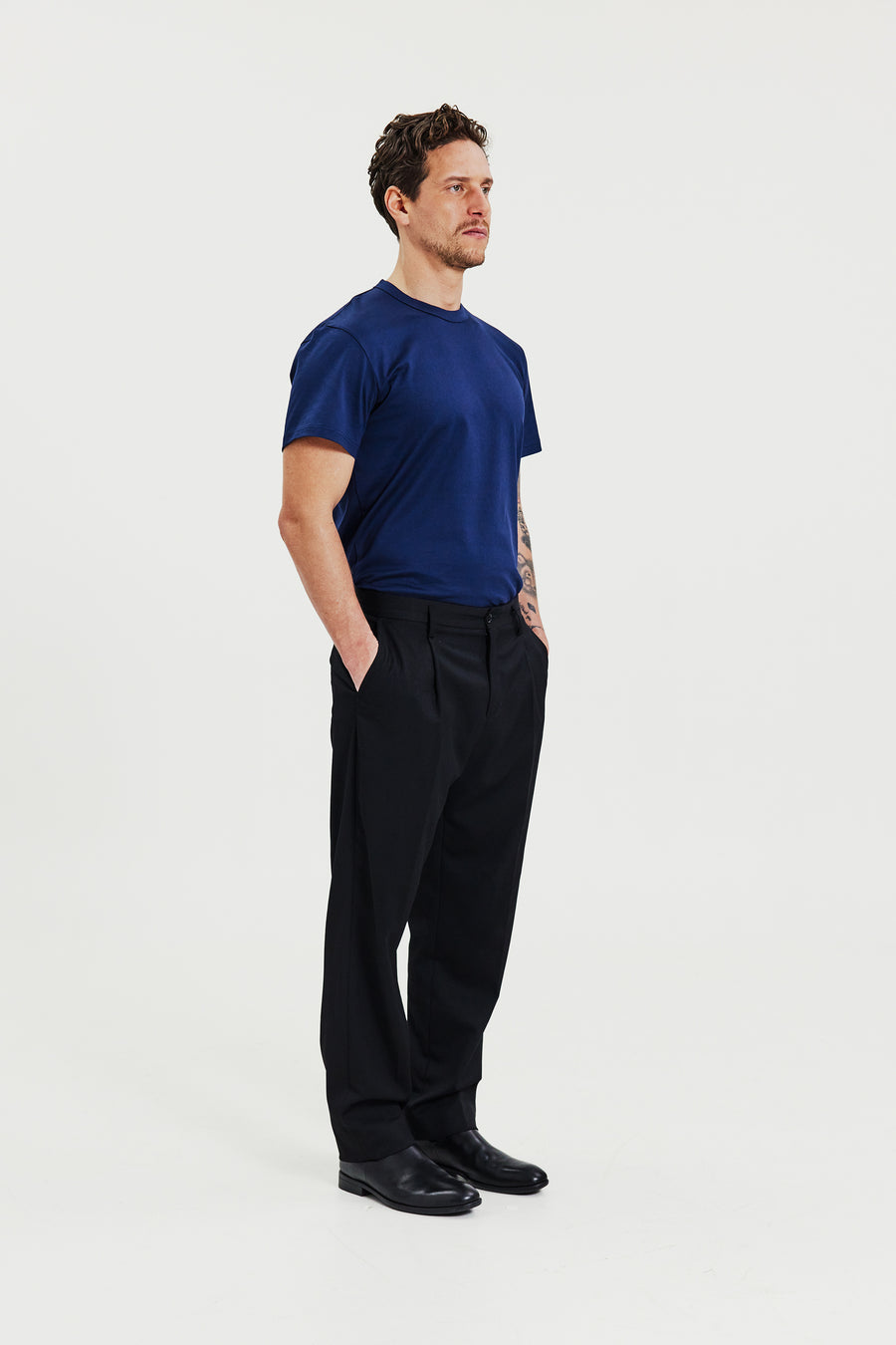 Pima Cotton Crew Neck T-Shirt Navy Blue