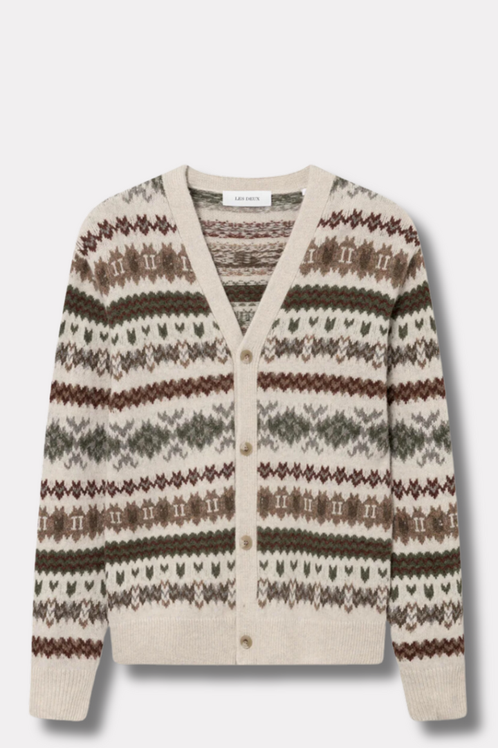 Hordur Fair Isle Cardigan Light Desert Sand