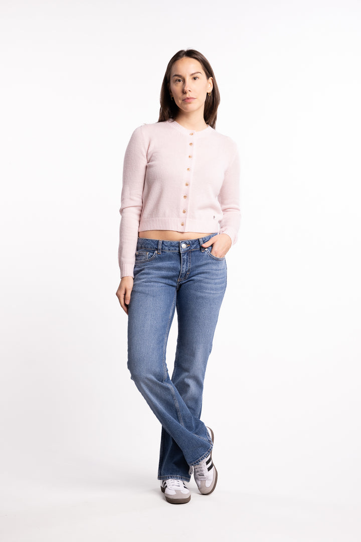 Slim Cashmere Cardigan- Lt. Pink