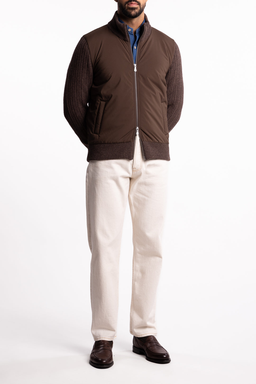 Giubbino Wool Hybrid Jacket Brown