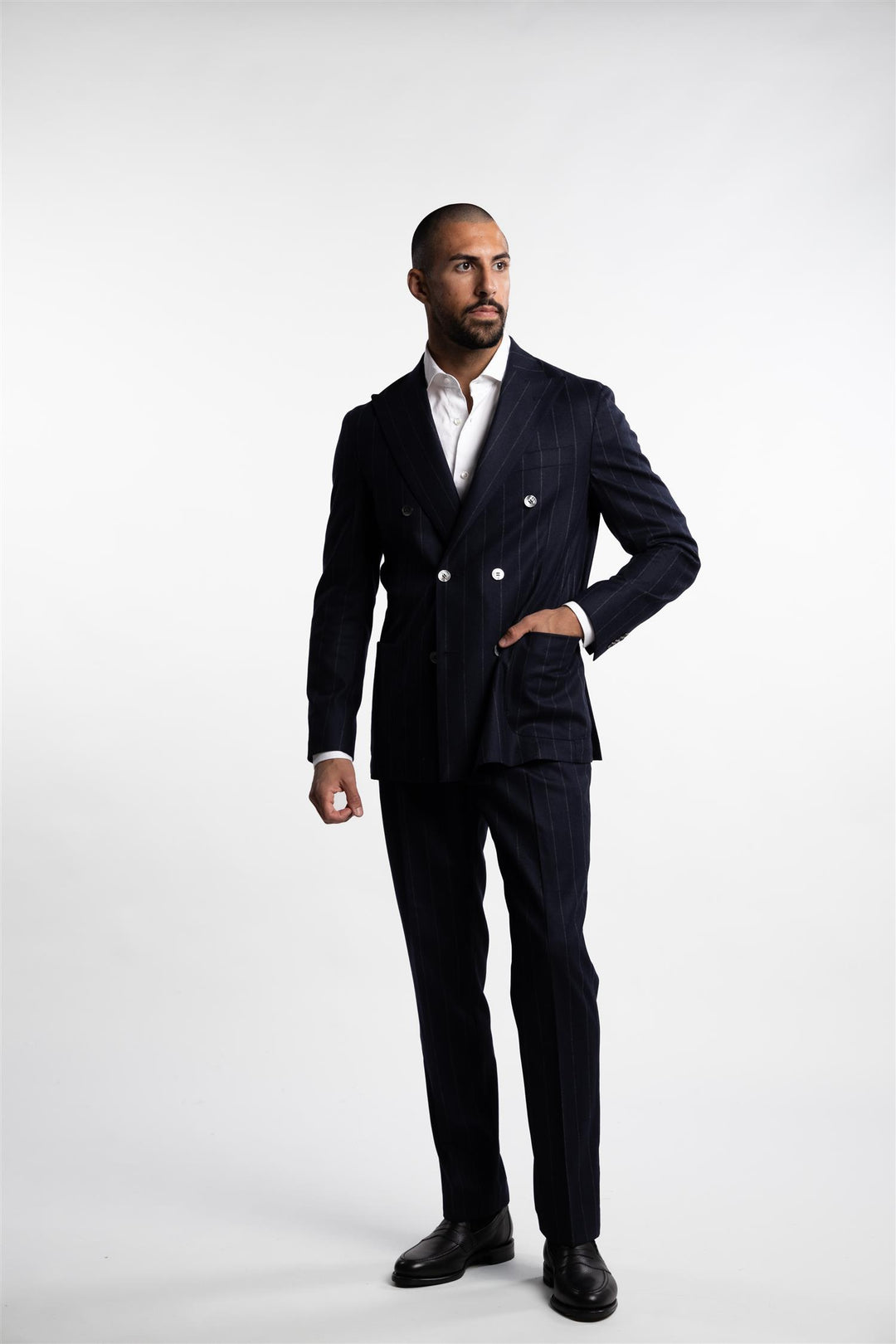 Prato Flannel Trousers Pinstripe Navy