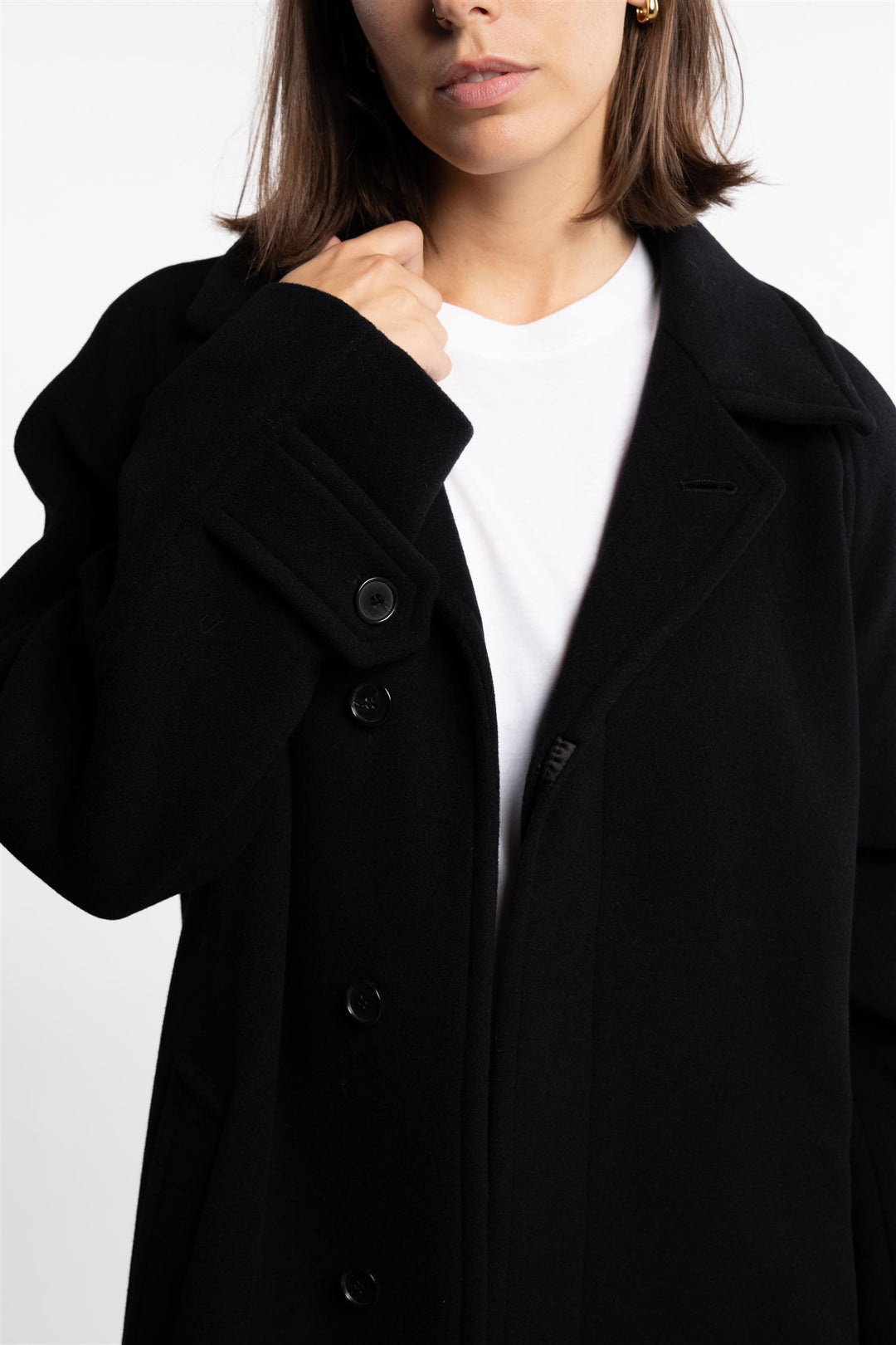 Wool Carcoat- Black