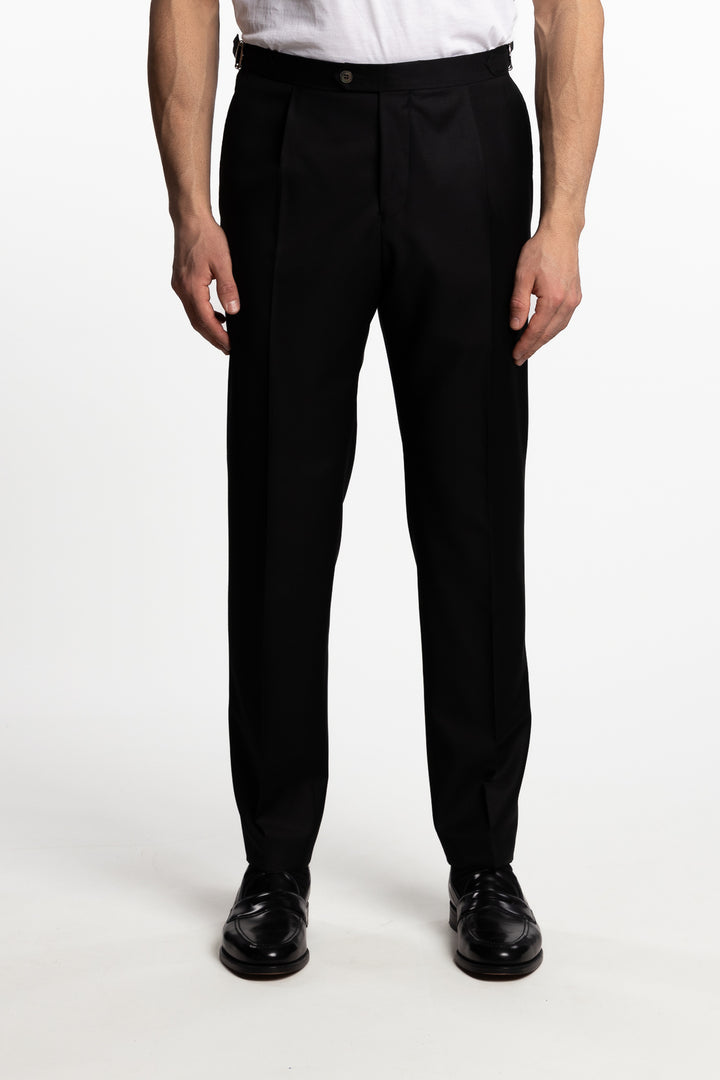 Prato Pleated Wool Trousers Black