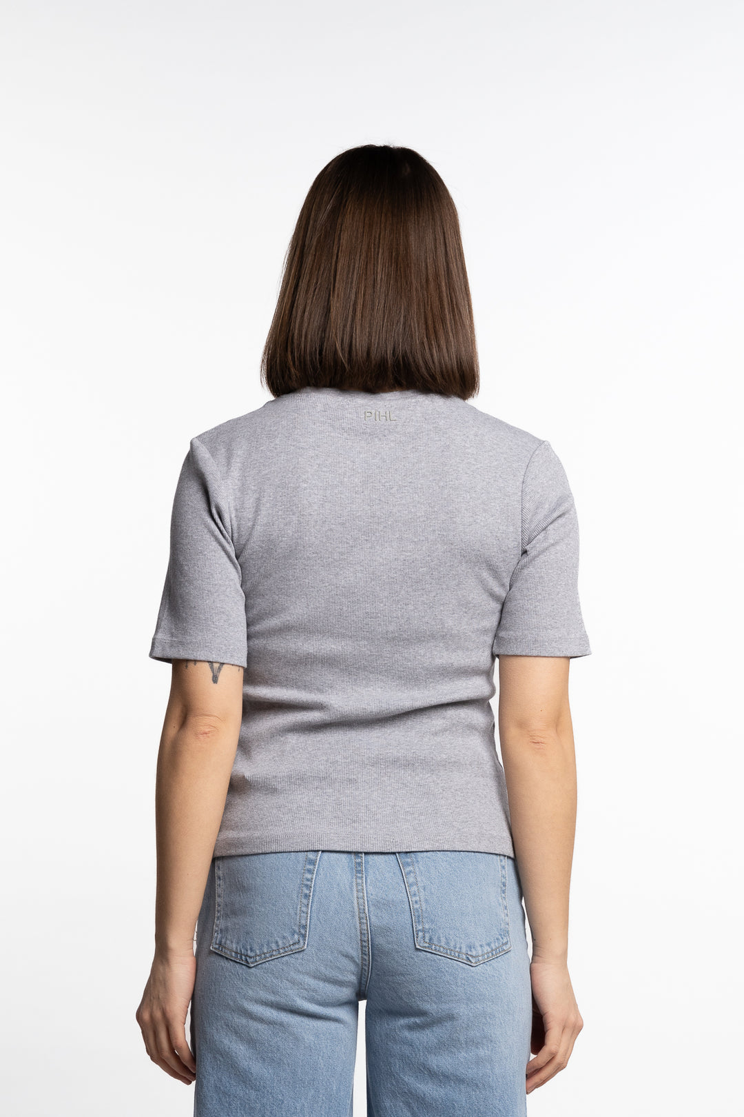 Pippa Rib Tee- Light Grey Melange