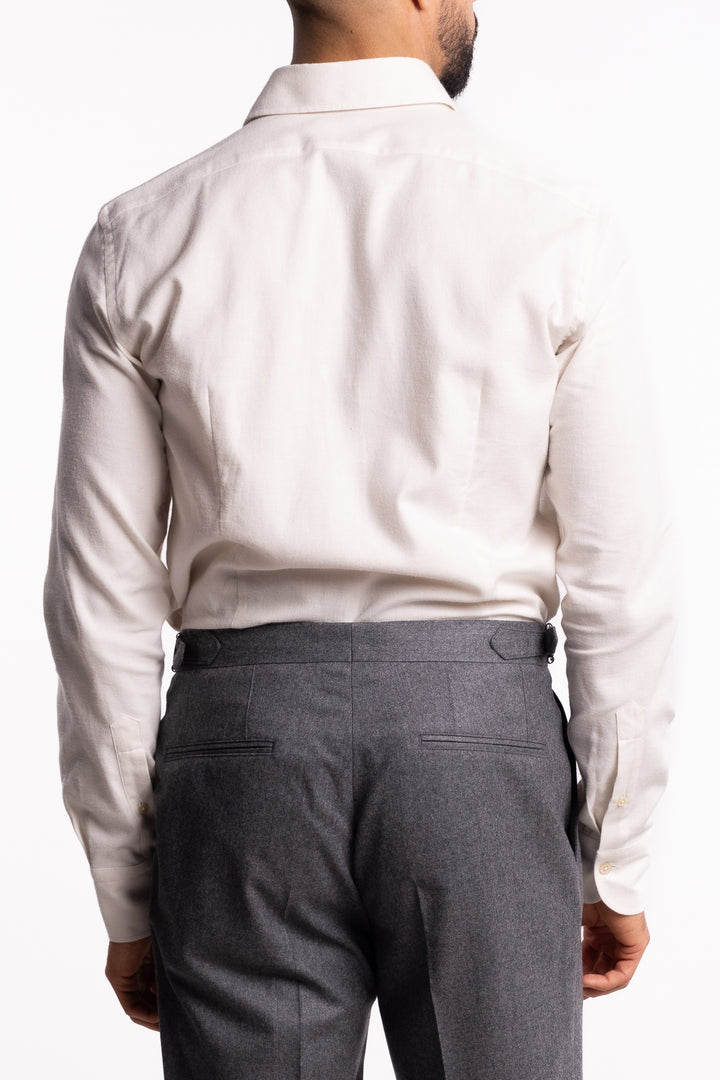 Button Down Flannel Shirt Off White