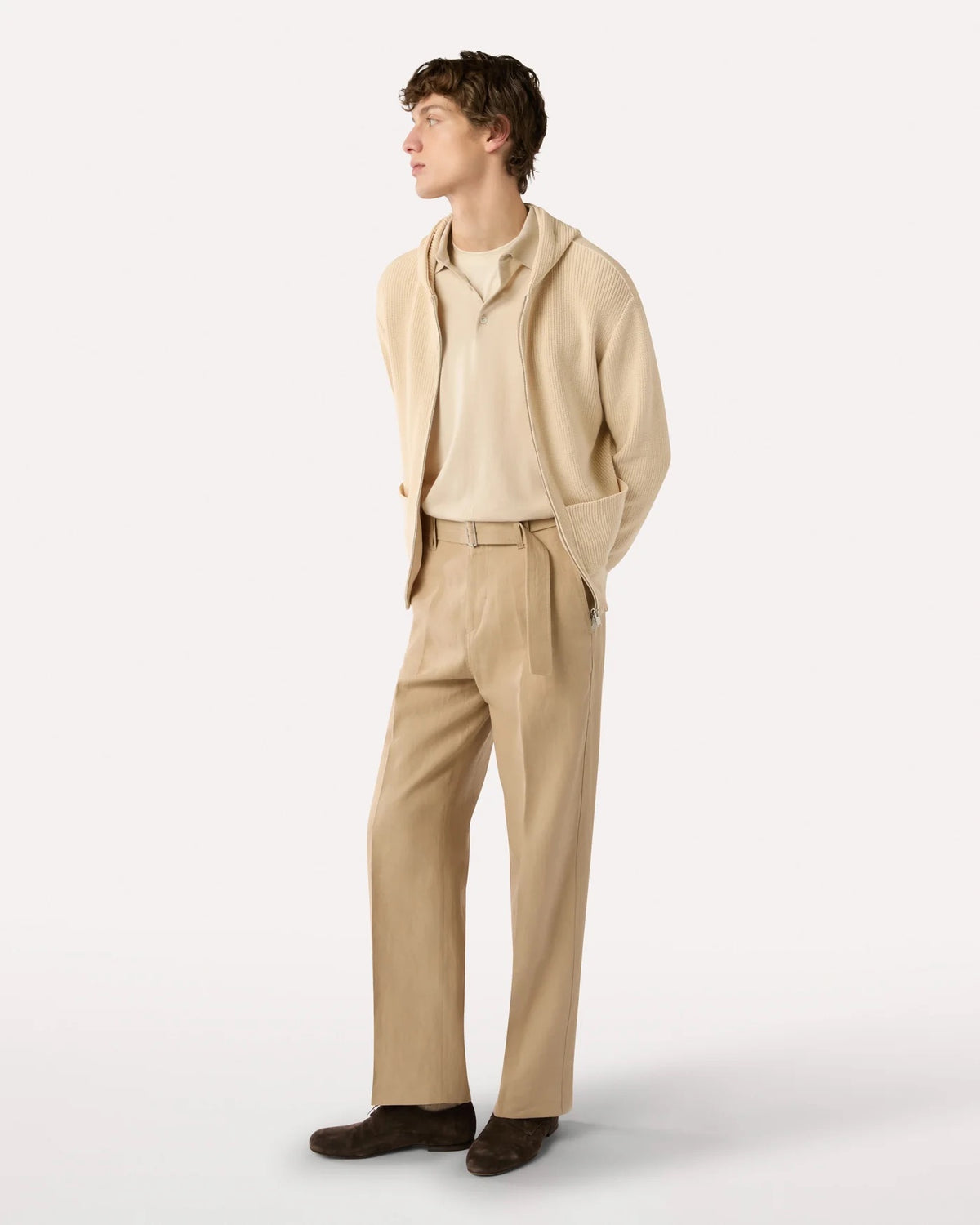 Knitted Cotton Polo Shirt Cream