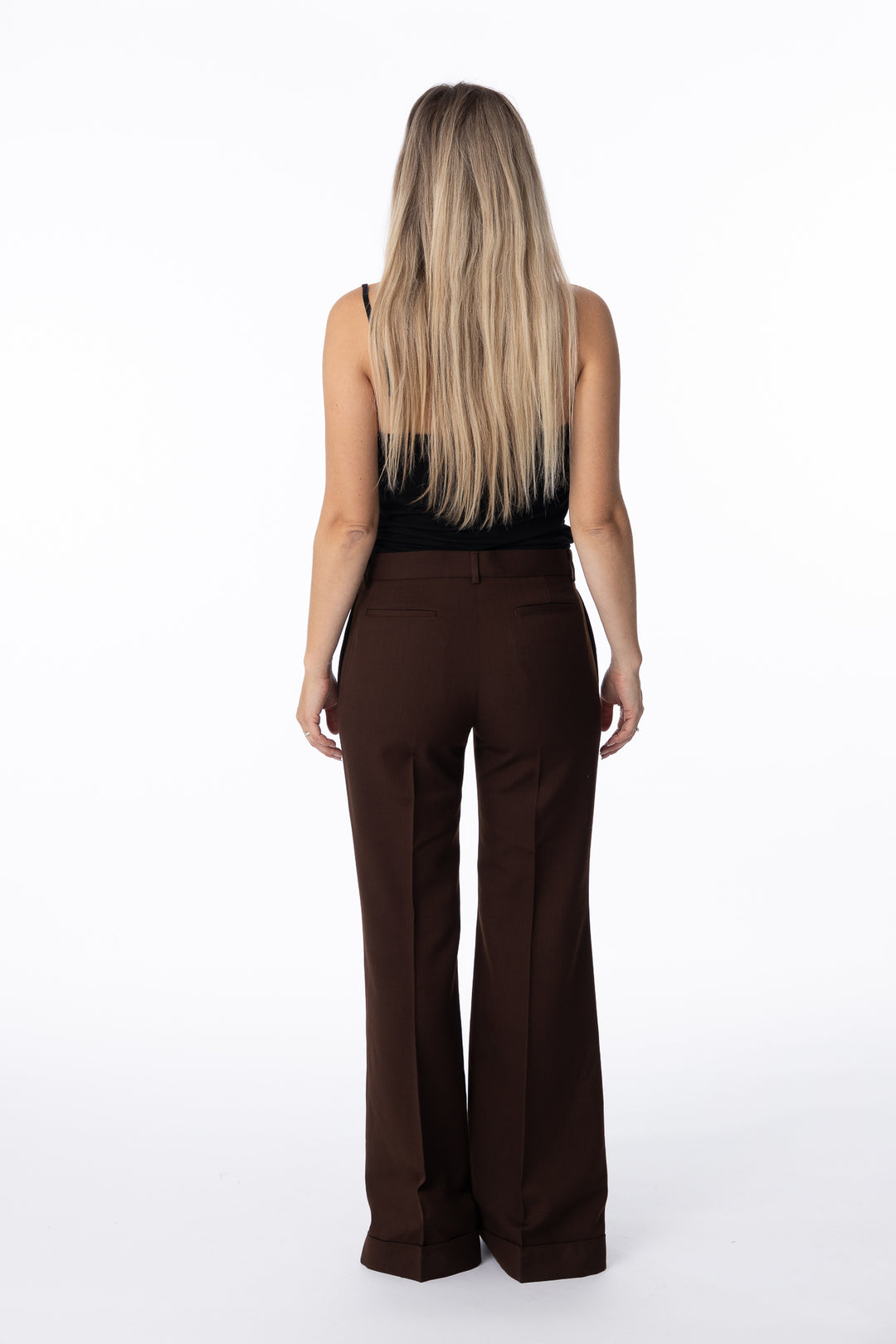 Tailored Flared Trousers- Chestnut Brown