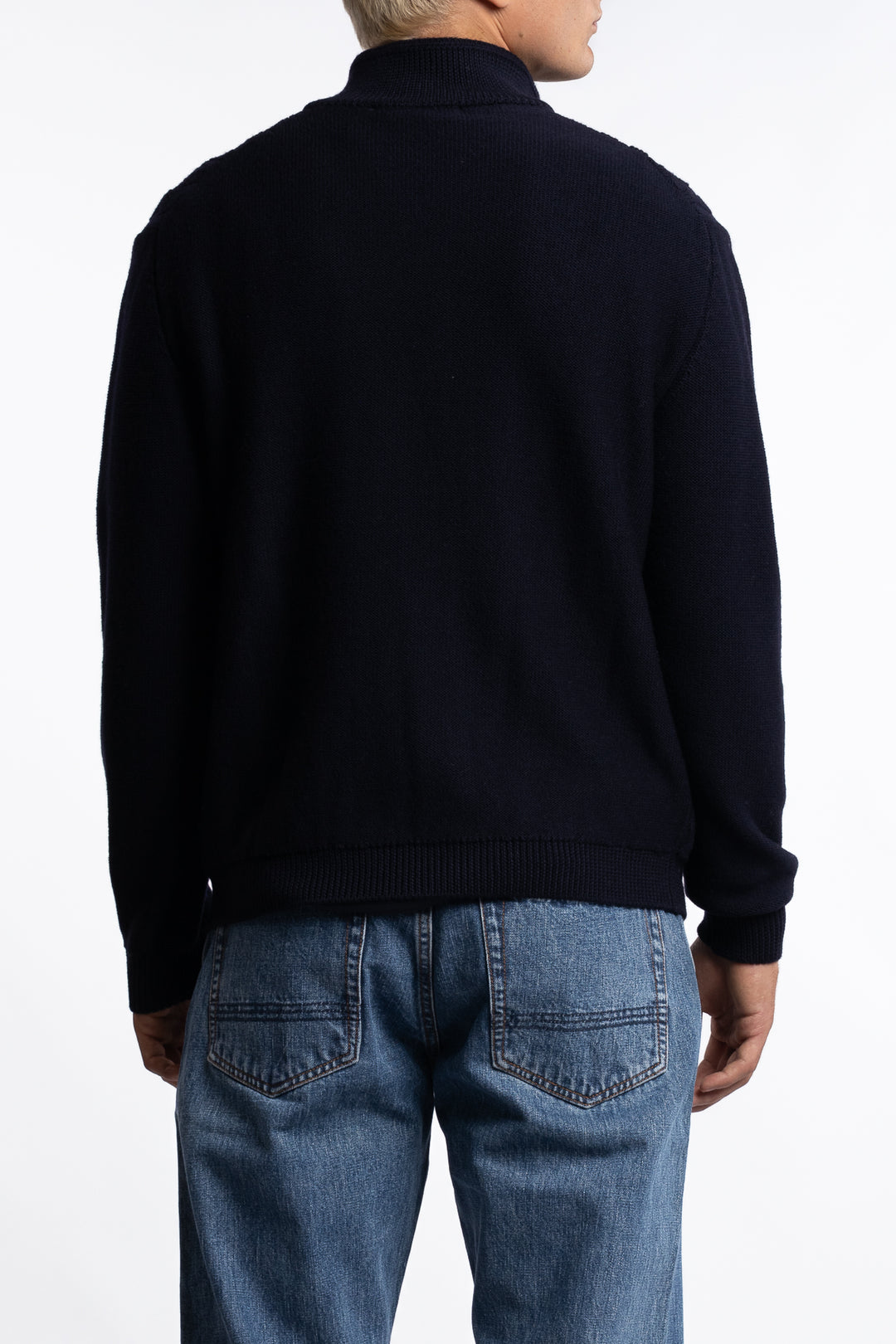 Cableknit Wool Cardigan Navy