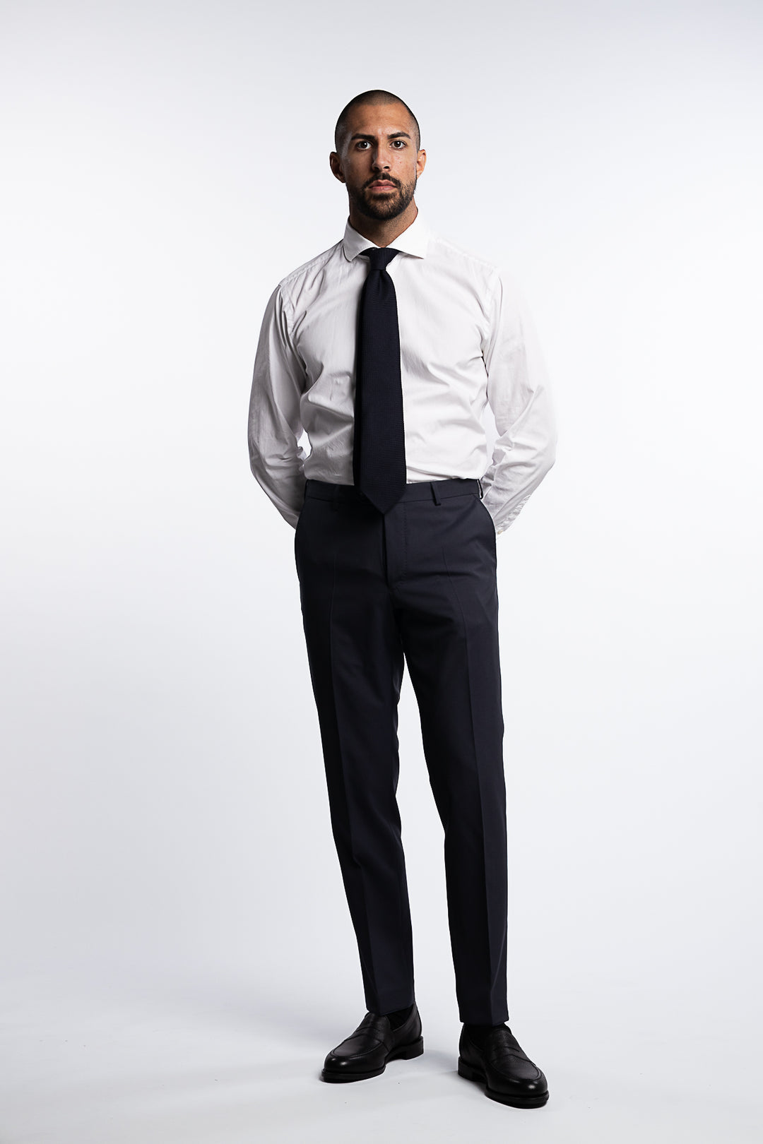 Denz Slim Fit Wool Trousers Dark Navy