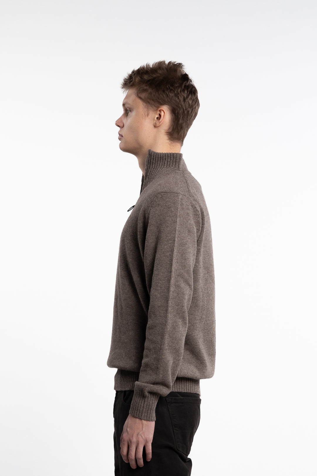 Essential Lambswool Half Zip Knitted Jumper Dark Stone