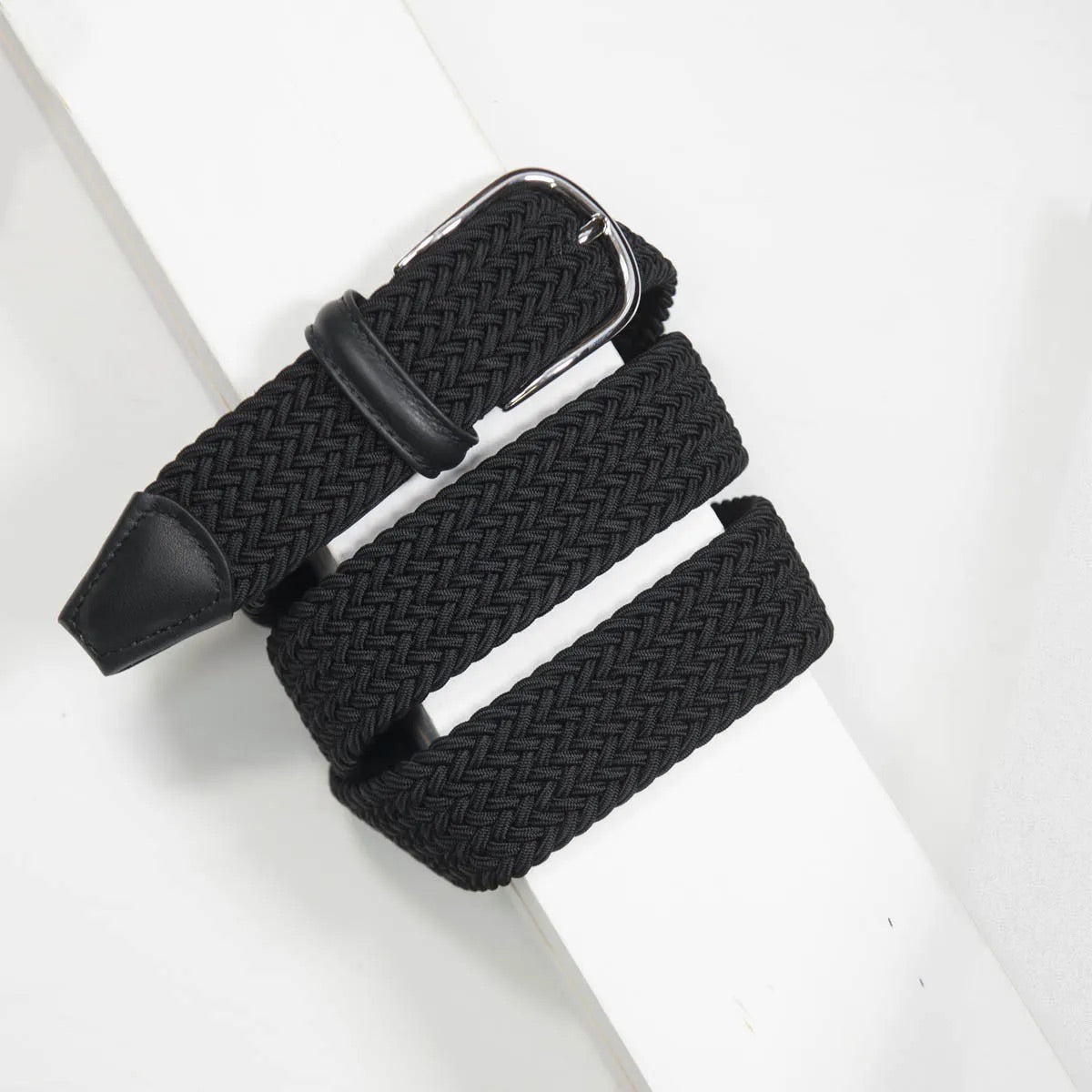 Classic Elastic Woven Belt Black 3,5 cm