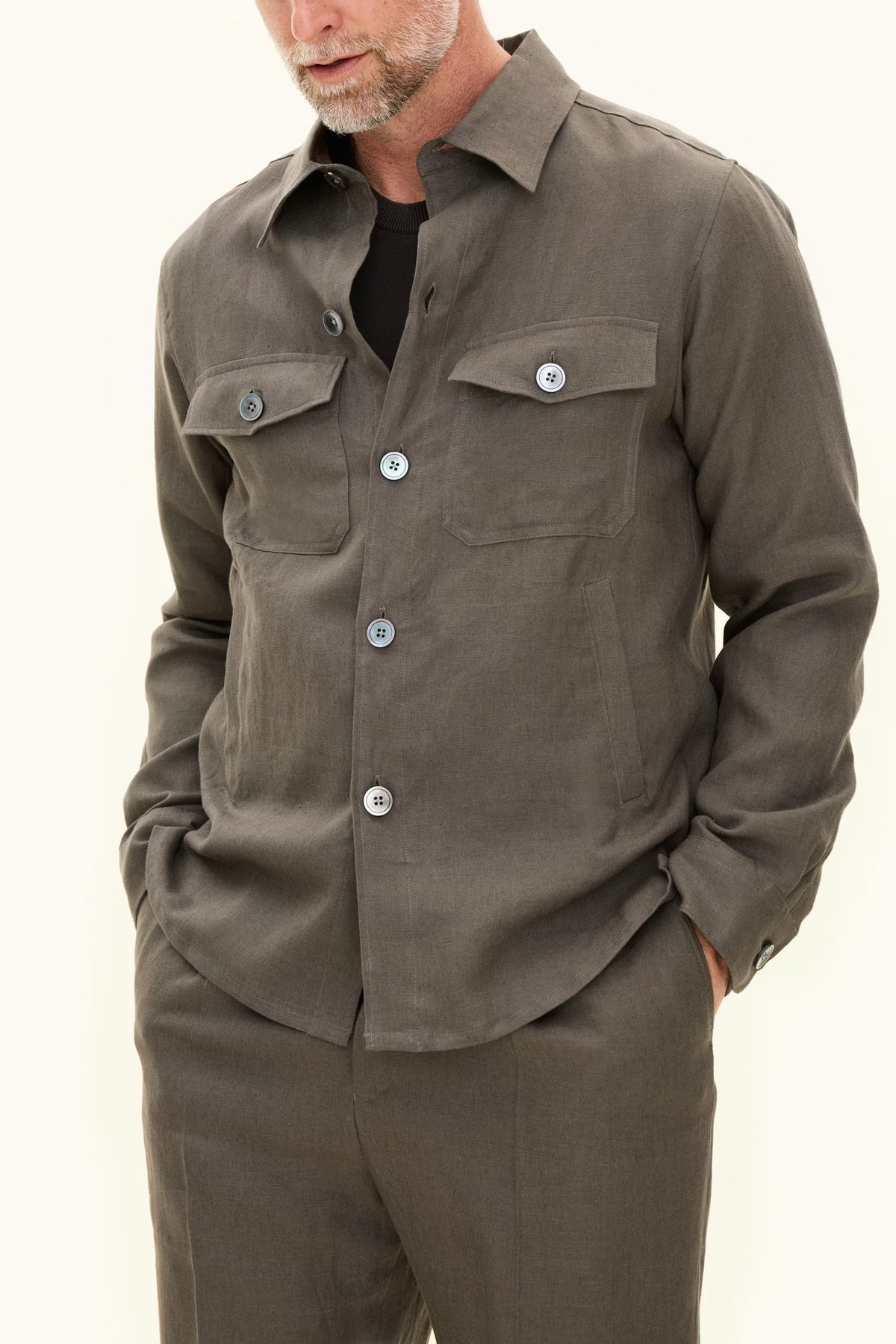 Maverick Linen Jacket Army Green