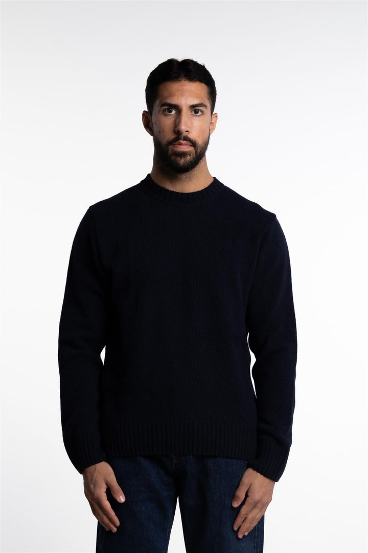 Knitted Wool Round Neck Navy