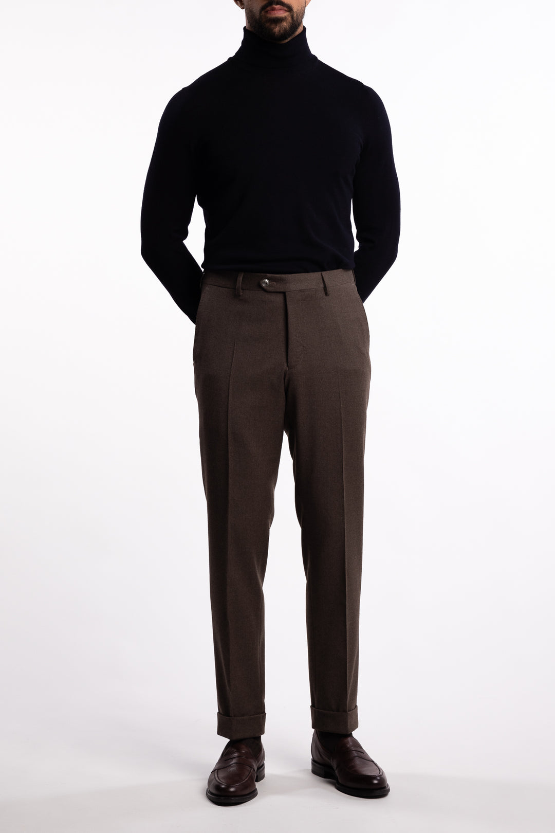 Dandy Turn Up Trousers Beige Melange