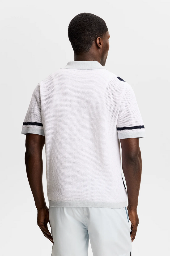 Remus Resort Collar Knit Polo Skywriting