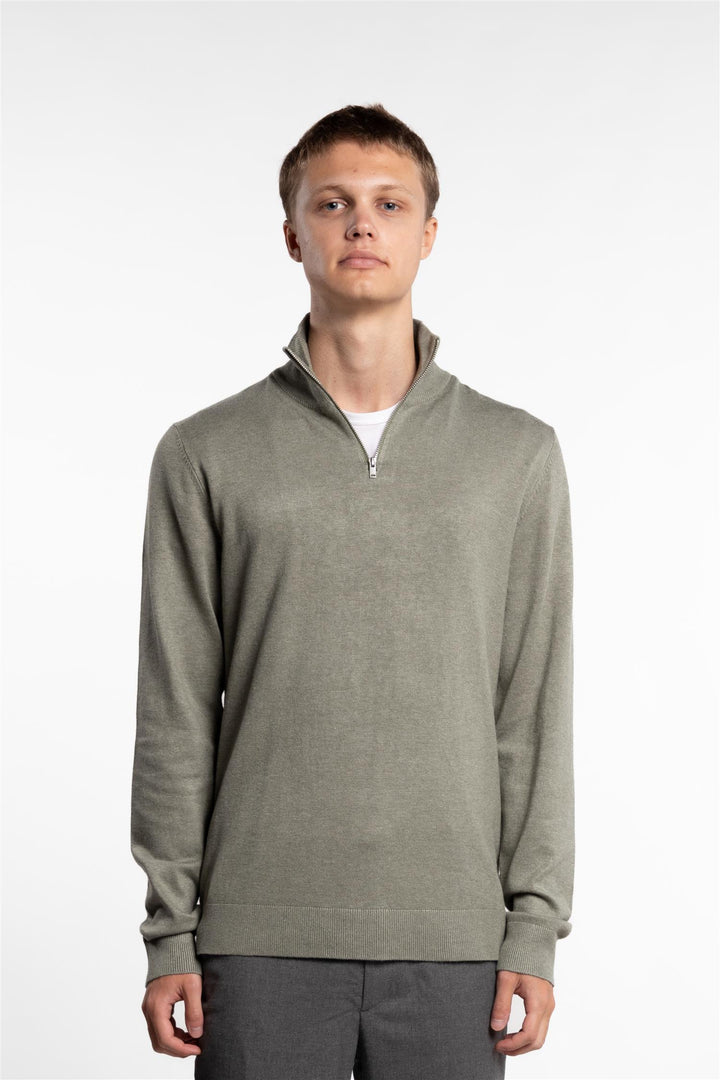 Half Zip Mélange Knit Dusty Light Army Mel