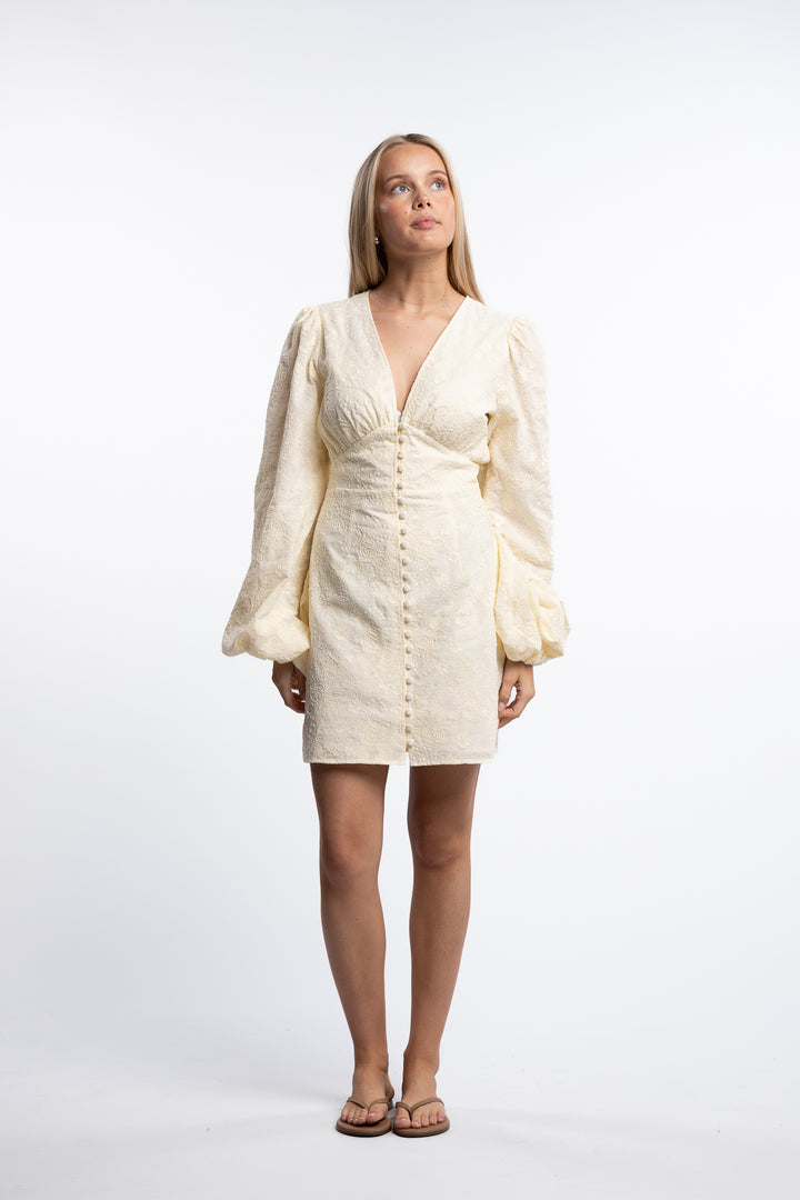 Florence dress- Light Yellow Embroidery