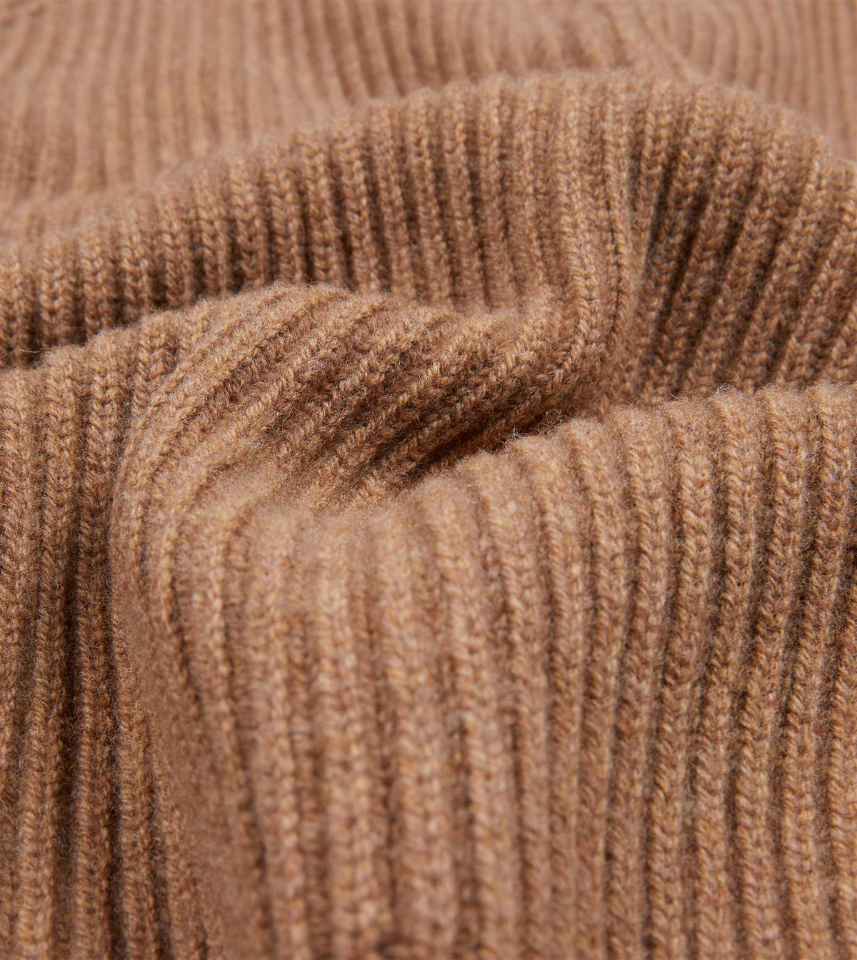Lambswool Shawl Collar Rib Cardigan Camel