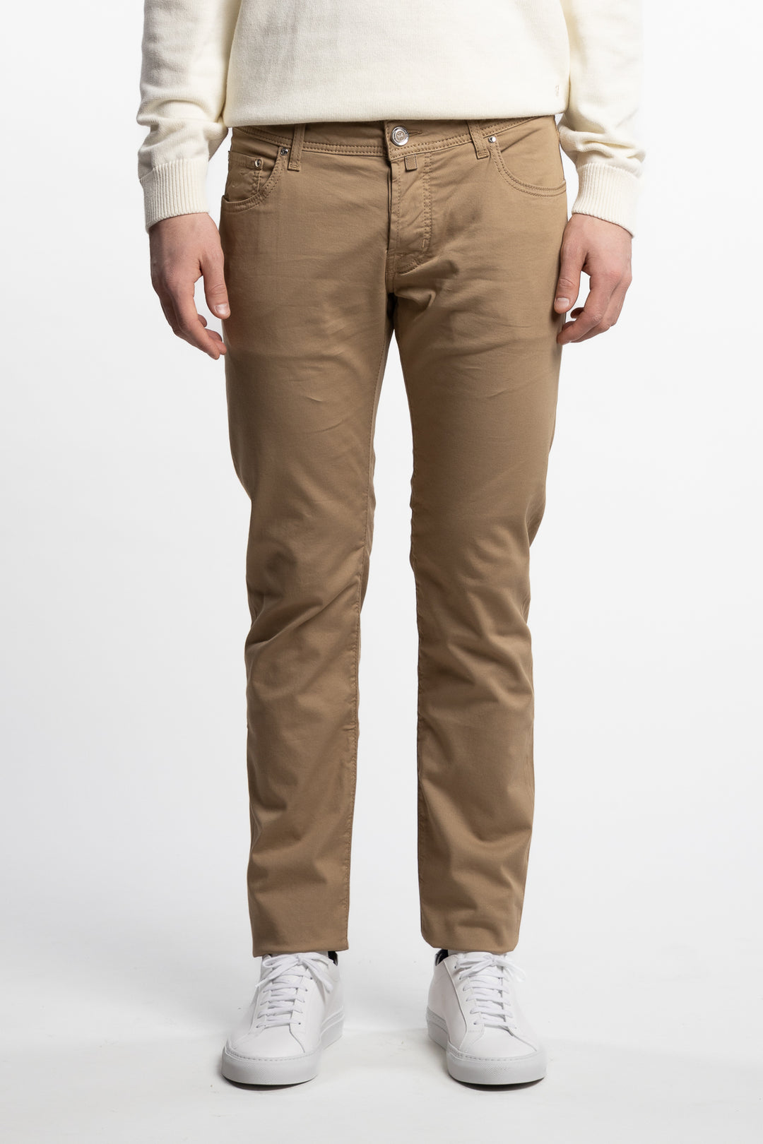 Nick Slim Fit Stretch Cotton Lyocell Twill Pants Beige