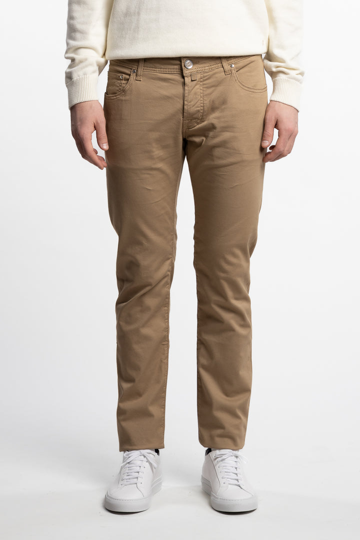 Nick Slim Fit Stretch Cotton Lyocell Twill Pants Beige