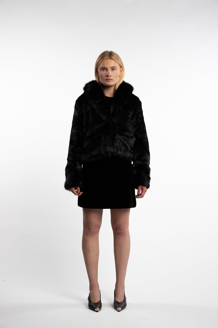 Adina Fake Fur Jacket- Black