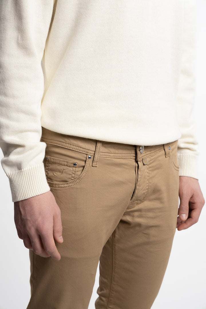 Nick Slim Fit Stretch Cotton Lyocell Twill Pants Beige