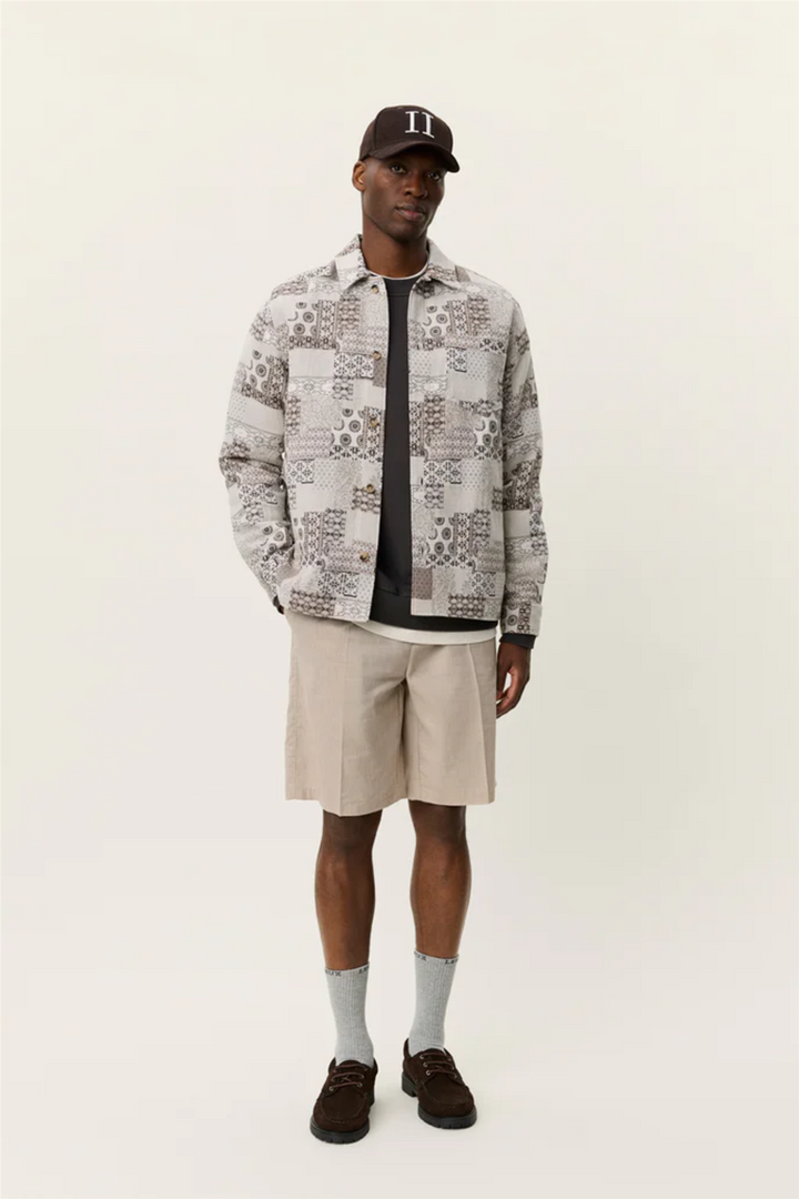 Layton Patchwork Jacquard Overshirt Light Sand