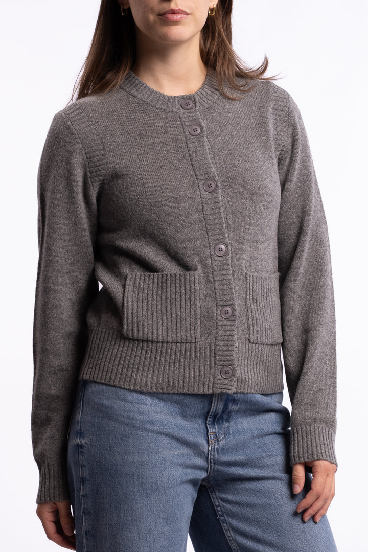 Saelif Short Cardigan 15010 - Dark Grey Mel.