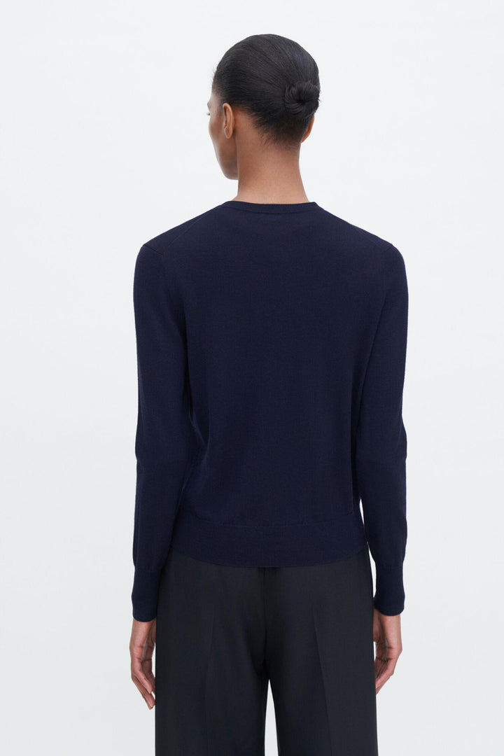 Merino Short Cardigan- Dark Navy