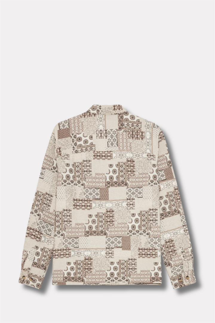 Layton Patchwork Jacquard Overshirt Light Sand