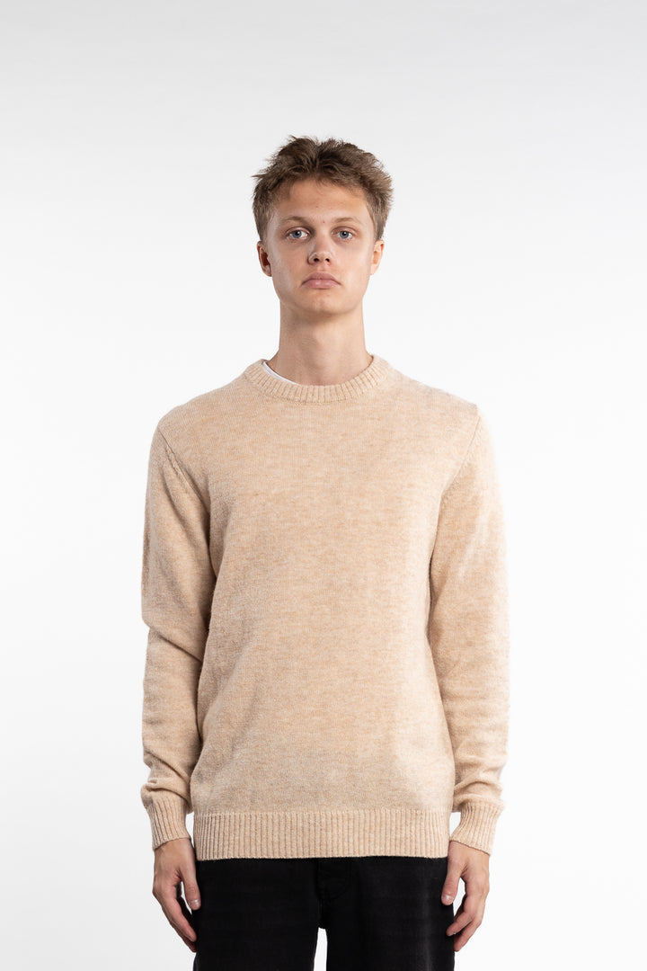 Lambswool O-Neck Knit Light Sand Melange