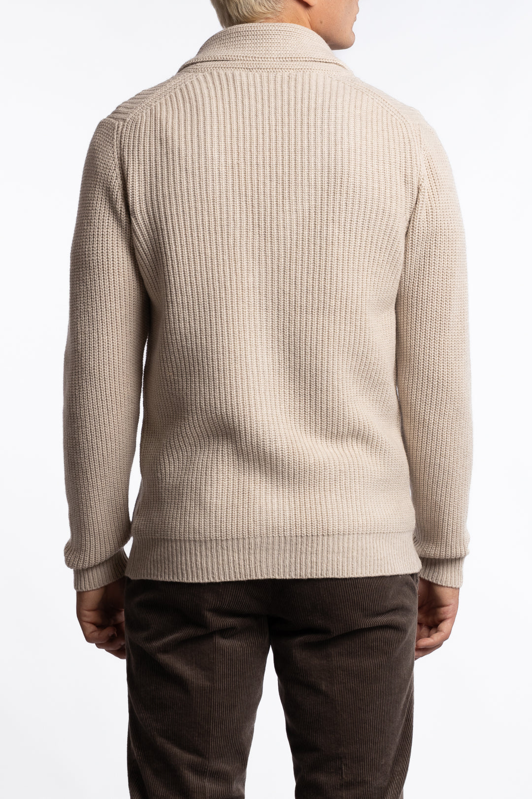 Shawl Collar Wool Cardigan Beige