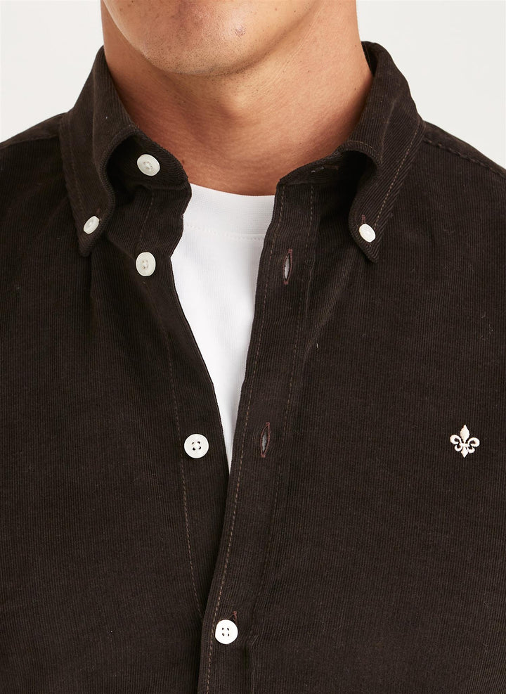 Douglas Slim Fit Cord Shirt Brown