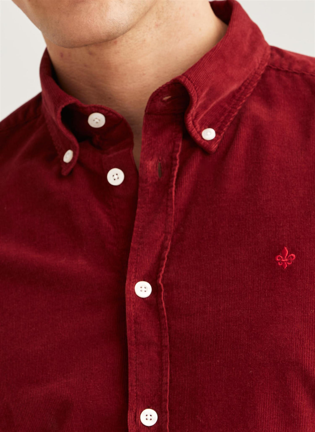 Douglas Slim Fit Cord Shirt Red
