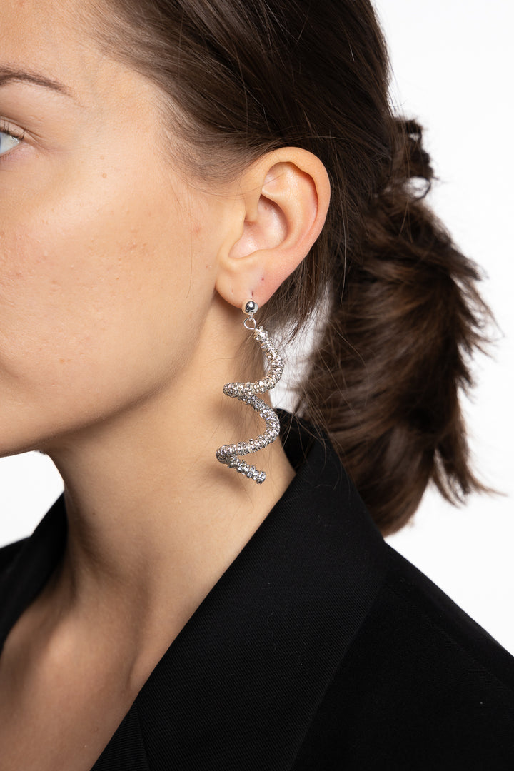 Skinny Viper Earrings- Silver