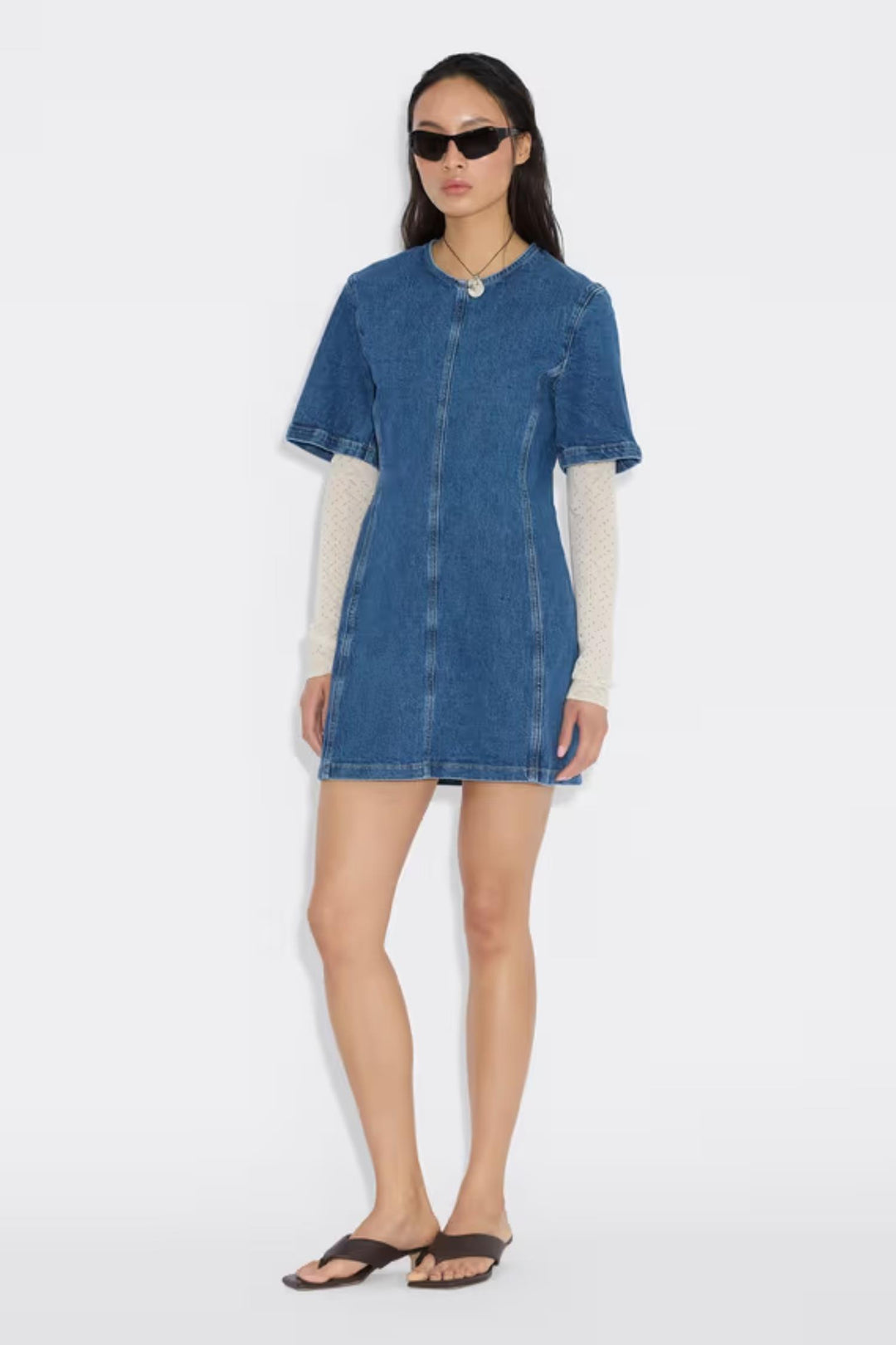 Short Denim Dress - Blue