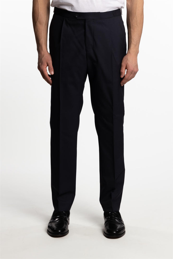 Delon High Waist Regular Fit Wool Trousers Navy