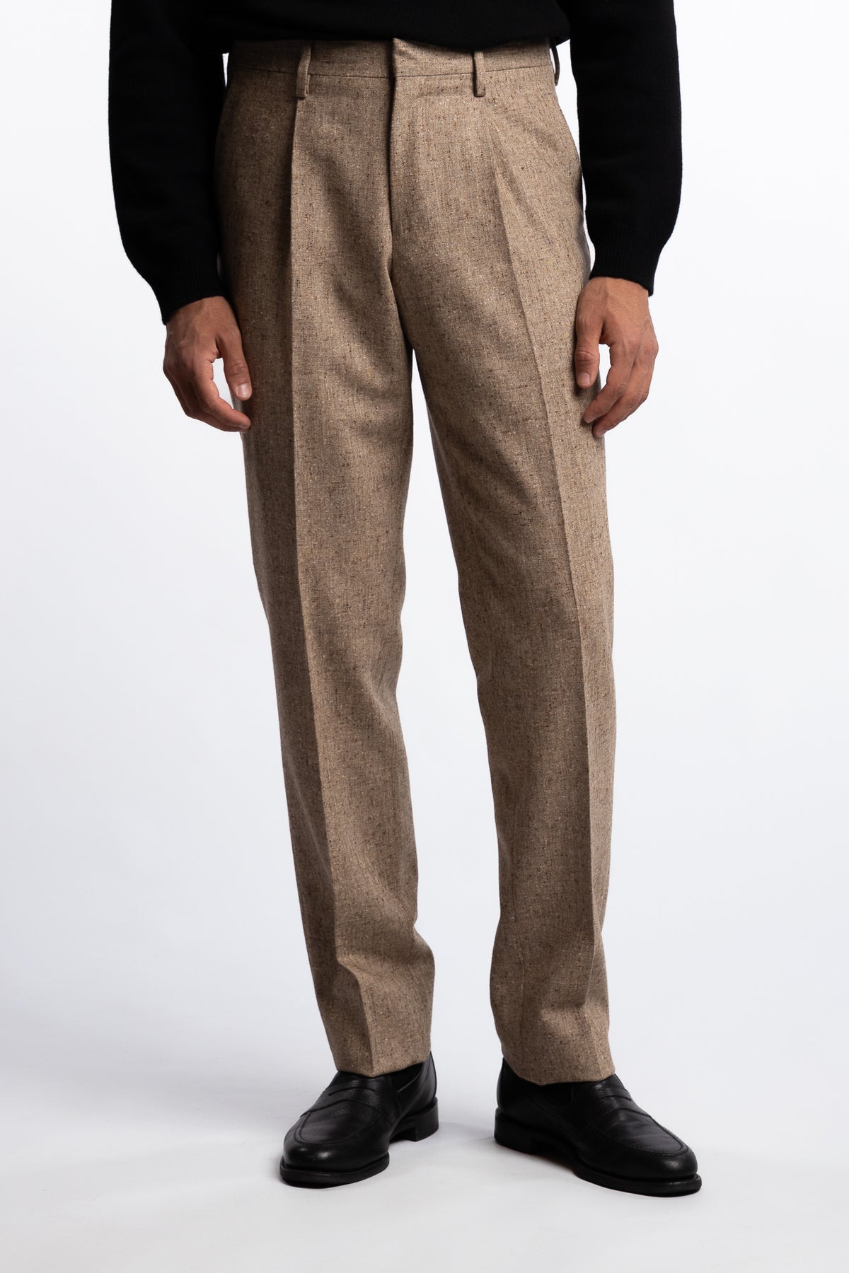 Wool Regular Fit Trousers Beige