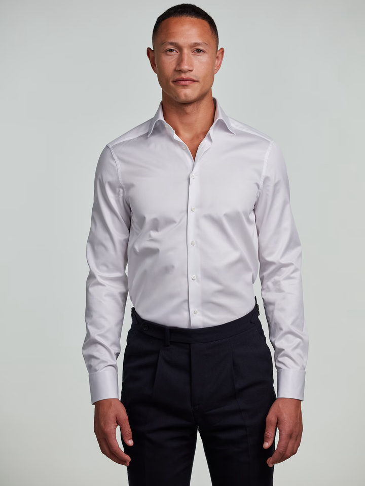 Slimline Twill Shirt French Cuffs White