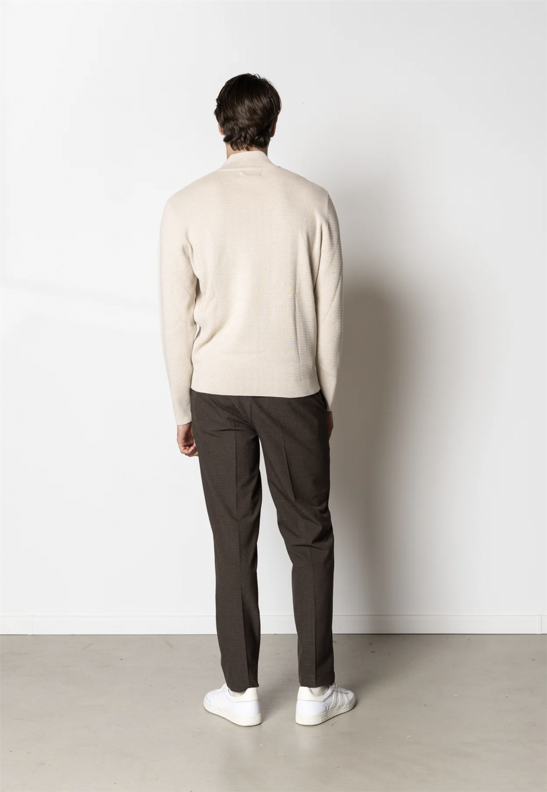 Oscar Half-Zip Knitted Jumper Ecru Melange