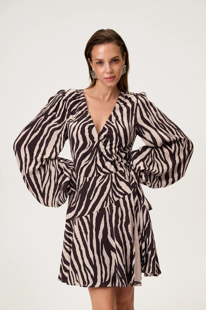 Portofino Mini Dress- Brown Zebra