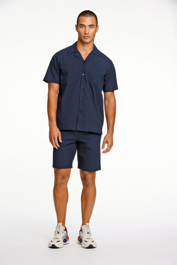 Seersucker Shirt S/S Navy