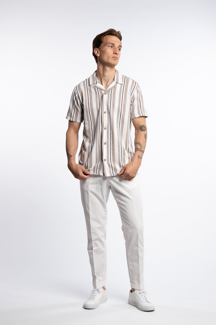 Knitted Resort Collar S/S Shirt Stone
