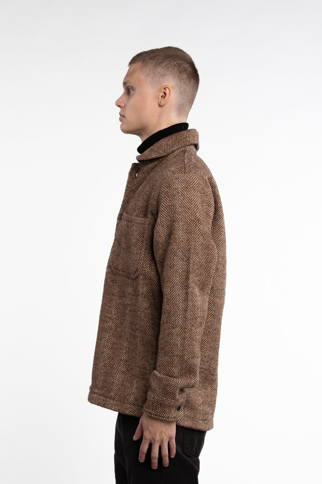 Milian Herringbone Overshirt Coffee Brown/Dark Sand