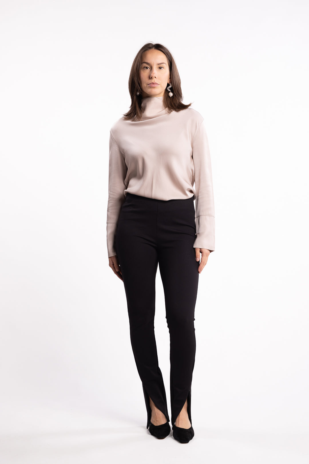 Stretch Zip Leggings- Black