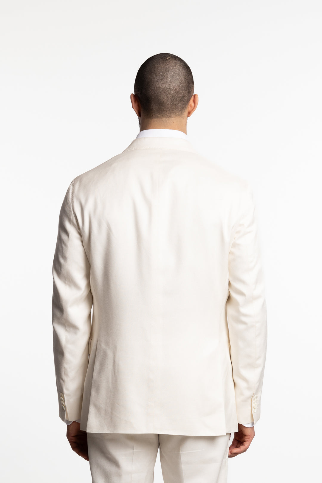 Farris Denz Double Breasted Birdseye Suit Off-White
