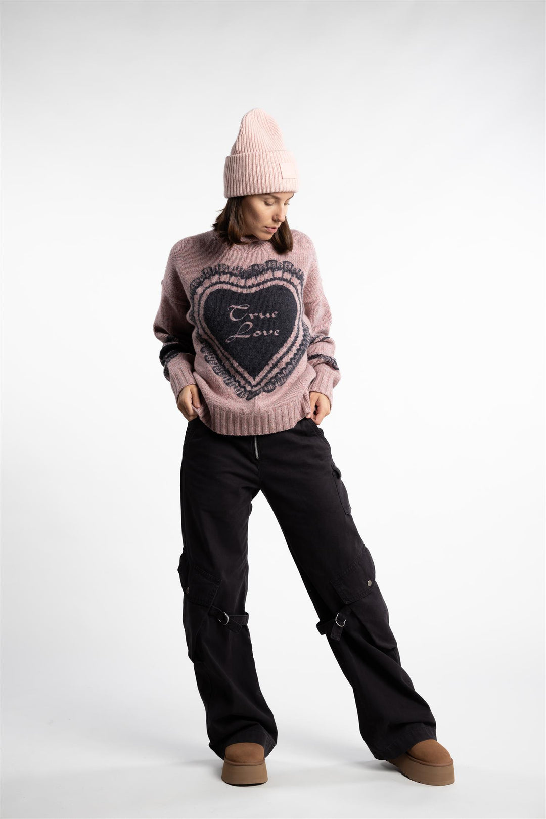 Printed Wool Blend Jumper- Faded Pink